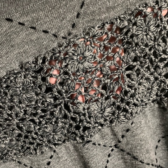 Nick & Mo | Anthropologie Wool-Blend Crochet Lace Chest Sweater - Picture 5 of 6